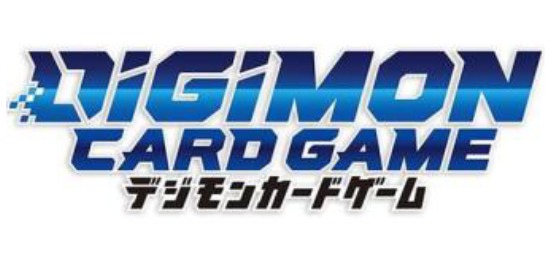 DIGIMON CARD GAME logo featuring stylized text in blue and Japanese script