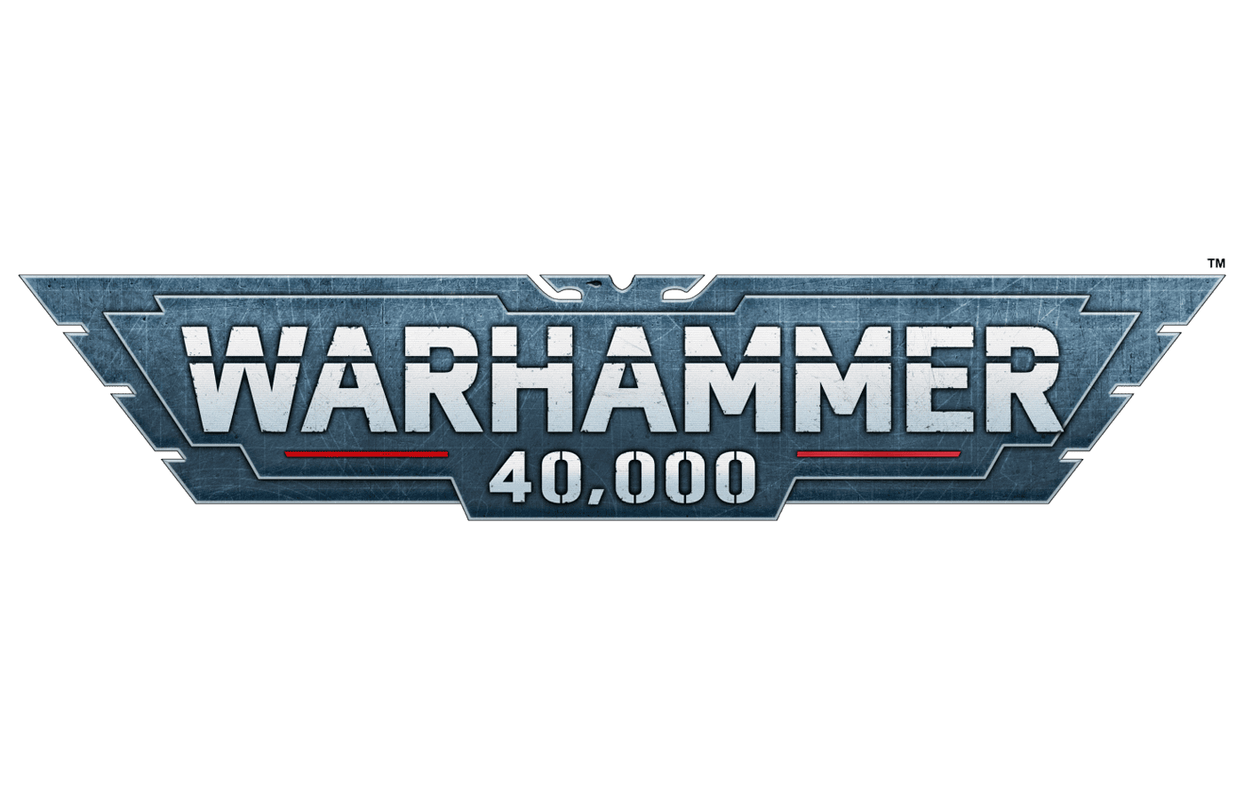 Logo for Warhammer 40,000 featuring bold metallic lettering and a geometric design.
