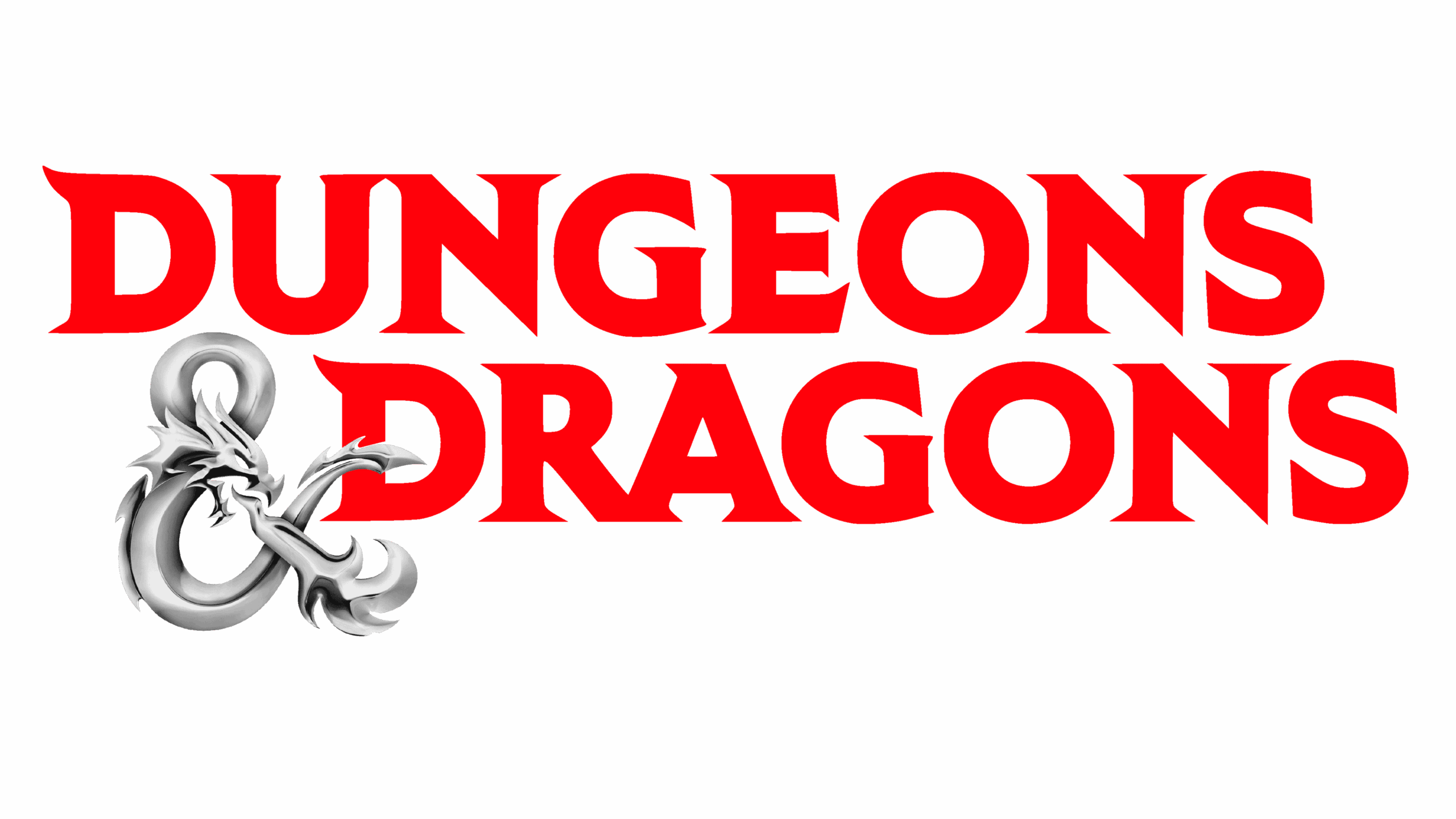 Dungeons & Dragons logo with a silver dragon entwined around an ampersand